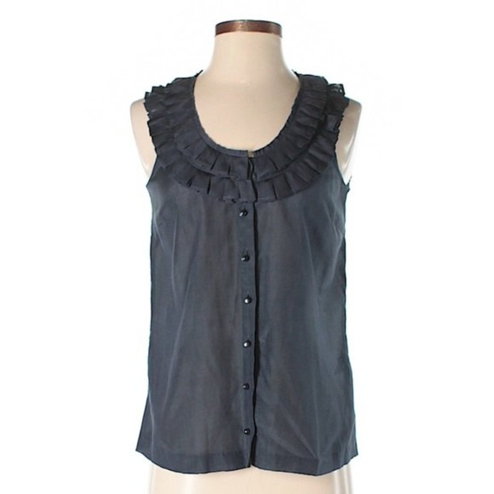 J Crew navy ruffle tank